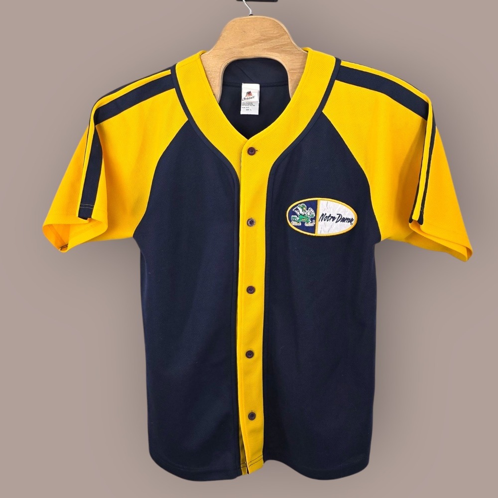 Riddell Notre Dame Authentic Baseball Jersey Size Large Fighting Irish Button-Up